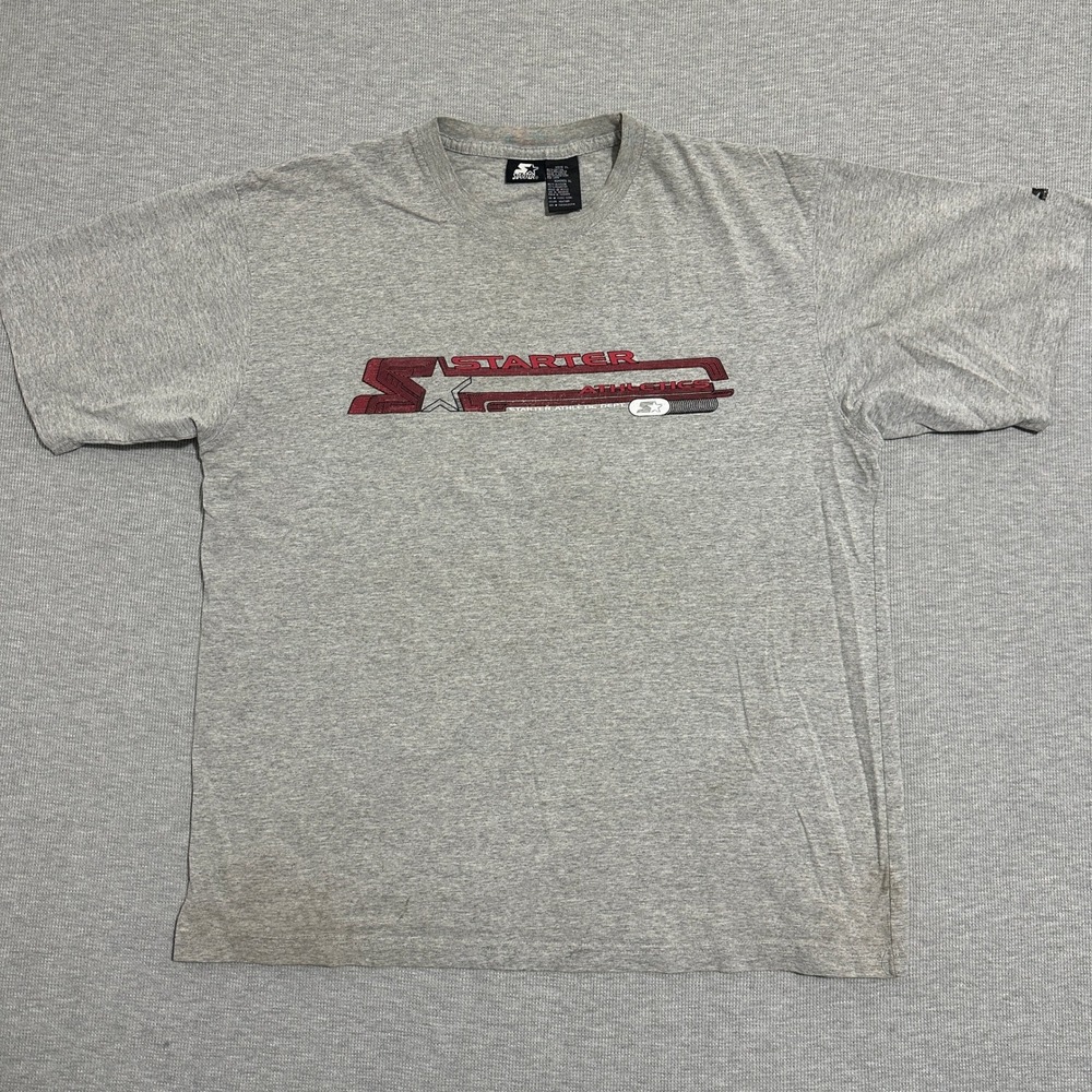 Starter Athletics Y2K Double Sided Logo Graphic Tee Heather Gray Hip Hop X-Large